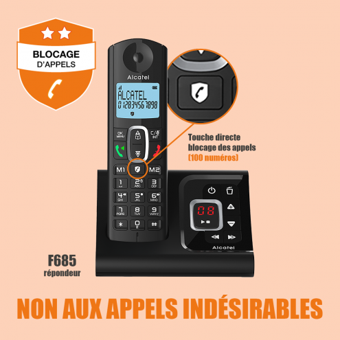 Téléphone fixe Alcatel F685 duo avec répondeur : prix, avis,  caractéristiques - Orange