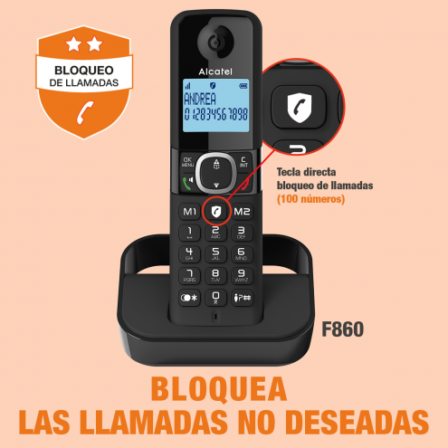 Alcatel Teléfono Inalámbrico DUO Manos Libres y Bloqueo de llamada F-860D